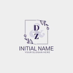 Initial letter DZ beauty handwriting logo vector