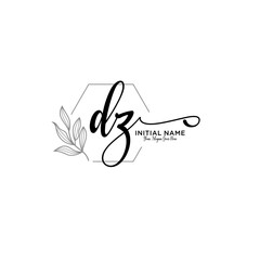 Initial letter DZ beauty handwriting logo vector