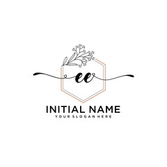 Initial letter EE beauty handwriting logo vector