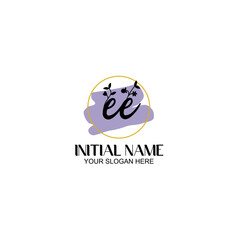 Initial letter EE beauty handwriting logo vector