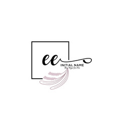 Initial letter EE beauty handwriting logo vector