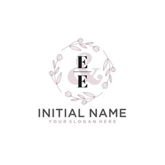 Initial letter EE beauty handwriting logo vector