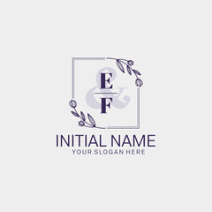 Initial letter EF beauty handwriting logo vector