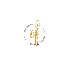 Initial letter EF beauty handwriting logo vector