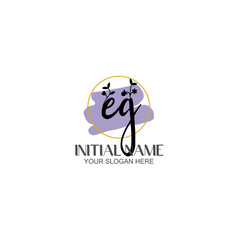 Initial letter EG beauty handwriting logo vector