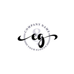 EG Initial handwriting logo vector. Hand lettering for designs.