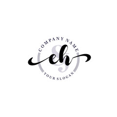 EH Initial handwriting logo vector. Hand lettering for designs.