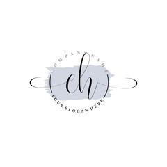 EH Initial handwriting logo vector. Hand lettering for designs.
