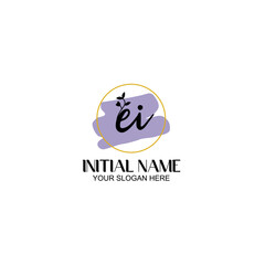 Initial letter EI beauty handwriting logo vector