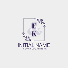 Initial letter EK beauty handwriting logo vector