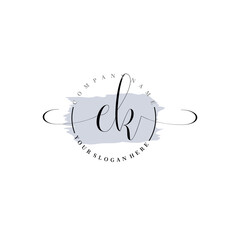 EK Initial handwriting logo vector. Hand lettering for designs.