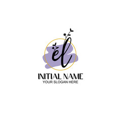 Initial letter EL beauty handwriting logo vector
