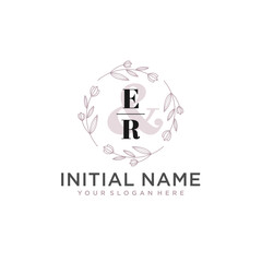 Initial letter ER beauty handwriting logo vector