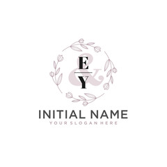 Initial letter EY beauty handwriting logo vector