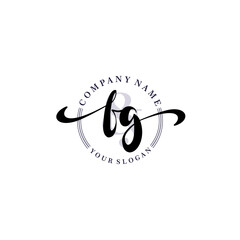 FG Initial handwriting logo vector. Hand lettering for designs.