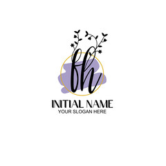Initial letter FH beauty handwriting logo vector
