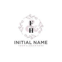 Initial letter FH beauty handwriting logo vector