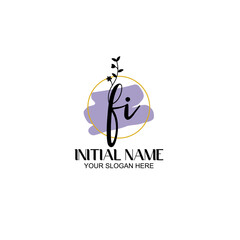 Initial letter FI beauty handwriting logo vector