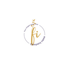 Initial letter FI beauty handwriting logo vector