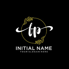 FP Initial handwriting logo vector. Hand lettering for designs.