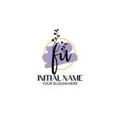 Initial letter FU beauty handwriting logo vector
