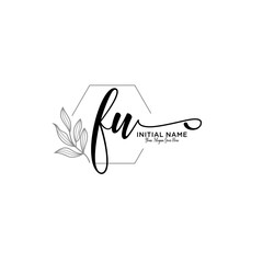 Initial letter FU beauty handwriting logo vector