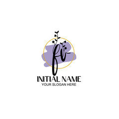 Initial letter FV beauty handwriting logo vector