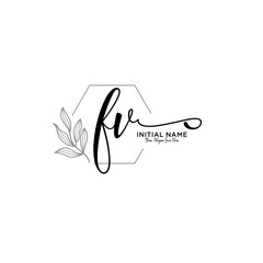 Initial letter FV beauty handwriting logo vector