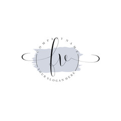FV Initial handwriting logo vector. Hand lettering for designs.