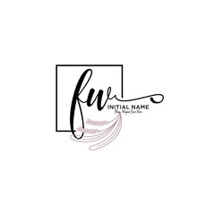 Initial letter FW beauty handwriting logo vector