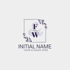 Initial letter FW beauty handwriting logo vector