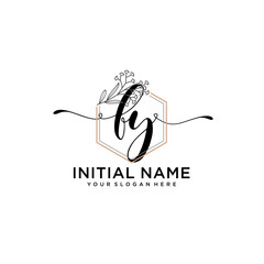 Initial letter FY beauty handwriting logo vector