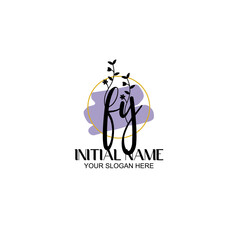 Initial letter FY beauty handwriting logo vector