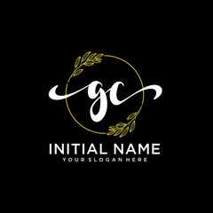 GC Initial handwriting logo vector. Hand lettering for designs.