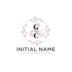 Initial letter GC beauty handwriting logo vector