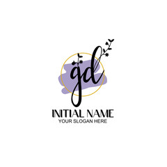 Initial letter GD beauty handwriting logo vector