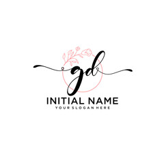 Initial letter GD beauty handwriting logo vector
