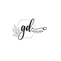 Initial letter GD beauty handwriting logo vector
