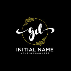 GD Initial handwriting logo vector. Hand lettering for designs.