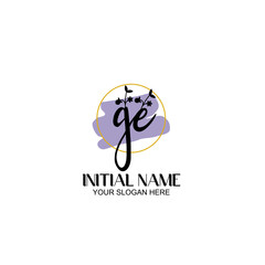 Initial letter GE beauty handwriting logo vector