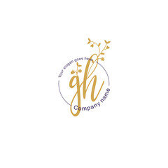 Initial letter GH beauty handwriting logo vector