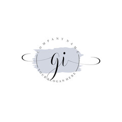 GI Initial handwriting logo vector. Hand lettering for designs.