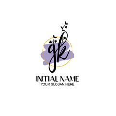 Initial letter GK beauty handwriting logo vector