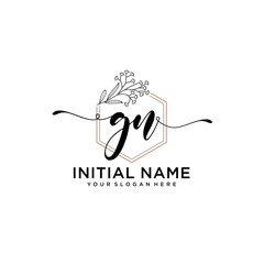 Initial letter GN beauty handwriting logo vector