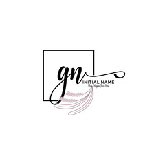 Initial letter GN beauty handwriting logo vector