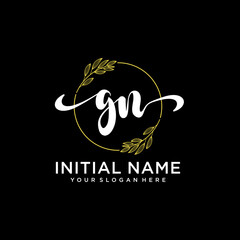 GN Initial handwriting logo vector. Hand lettering for designs.