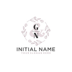 Initial letter GN beauty handwriting logo vector
