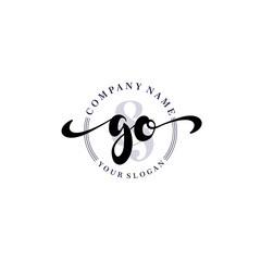 GO Initial handwriting logo vector. Hand lettering for designs.