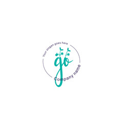 Fototapeta premium Initial letter GO beauty handwriting logo vector