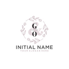 Initial letter GO beauty handwriting logo vector